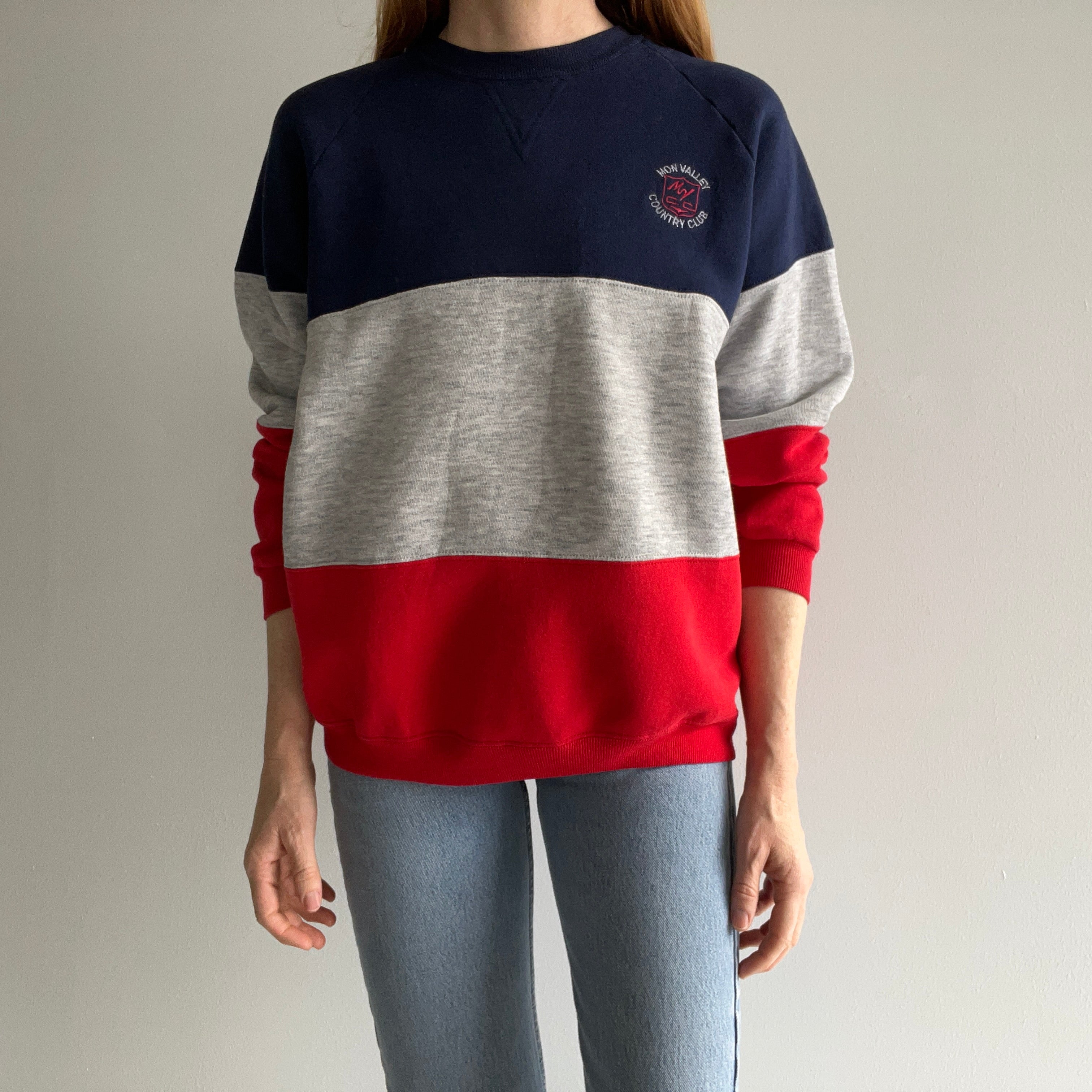 1980s Mon Valley Country Club Color Block Sweatshirt