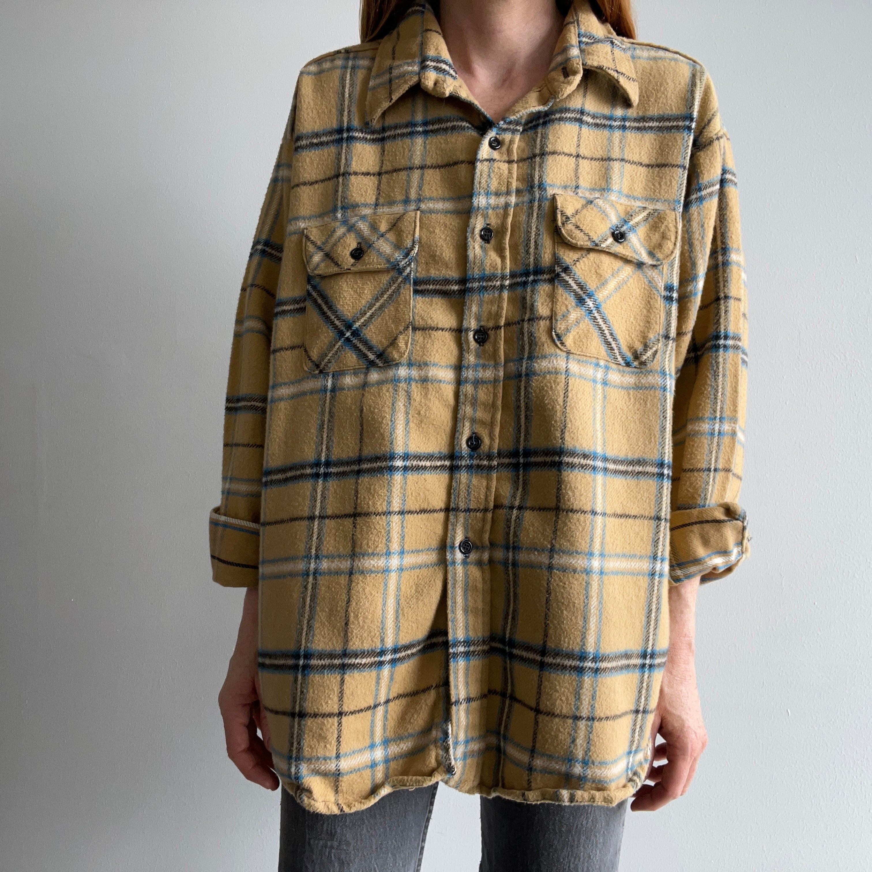 1970s Union Made Structured Cotton Flannel