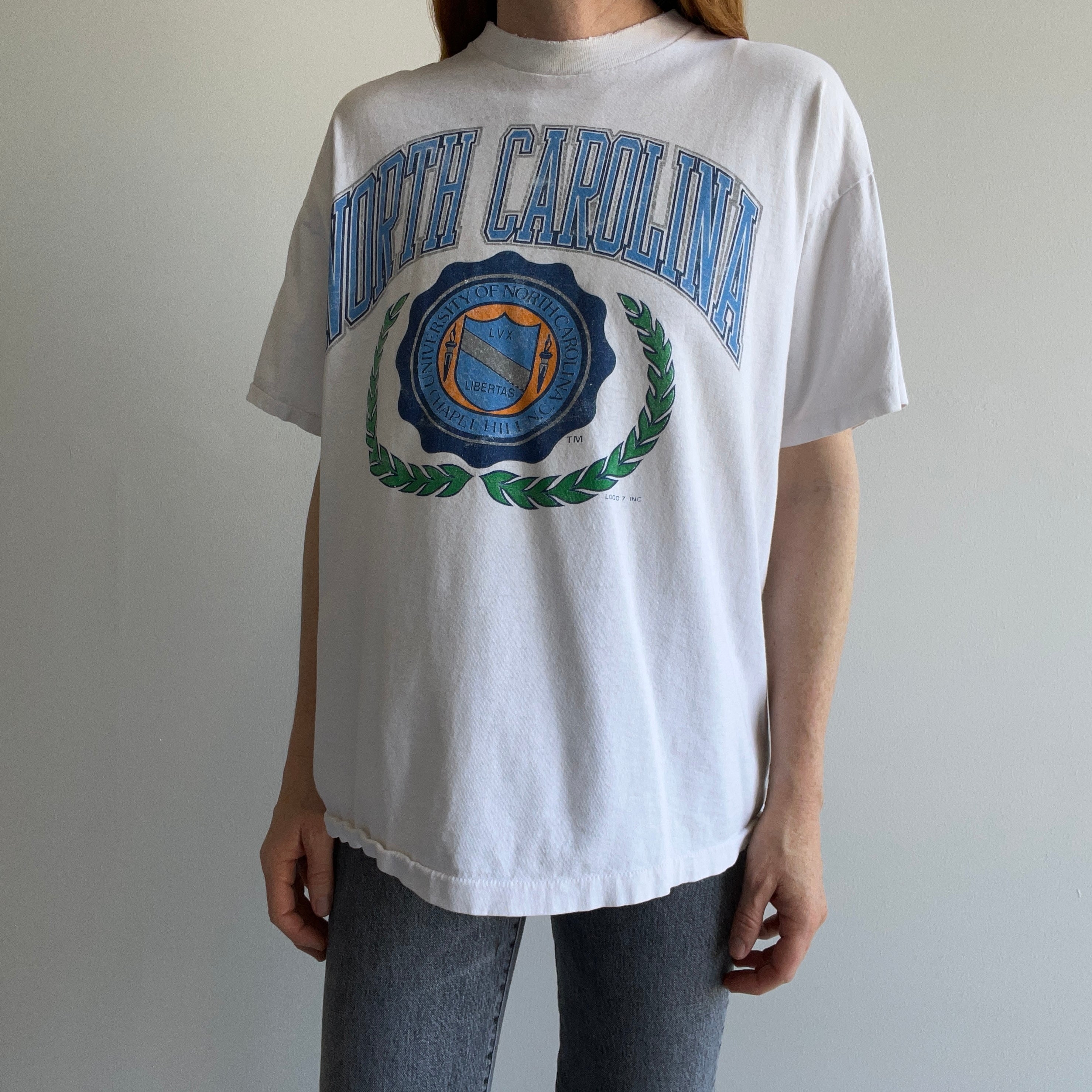 1980/90s Tattered, Torn, Worn, Washed with Dark Colors, North Carolina T-Shirt