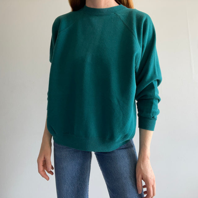 1990s Deep Teal Blank Raglan Sweatshirt