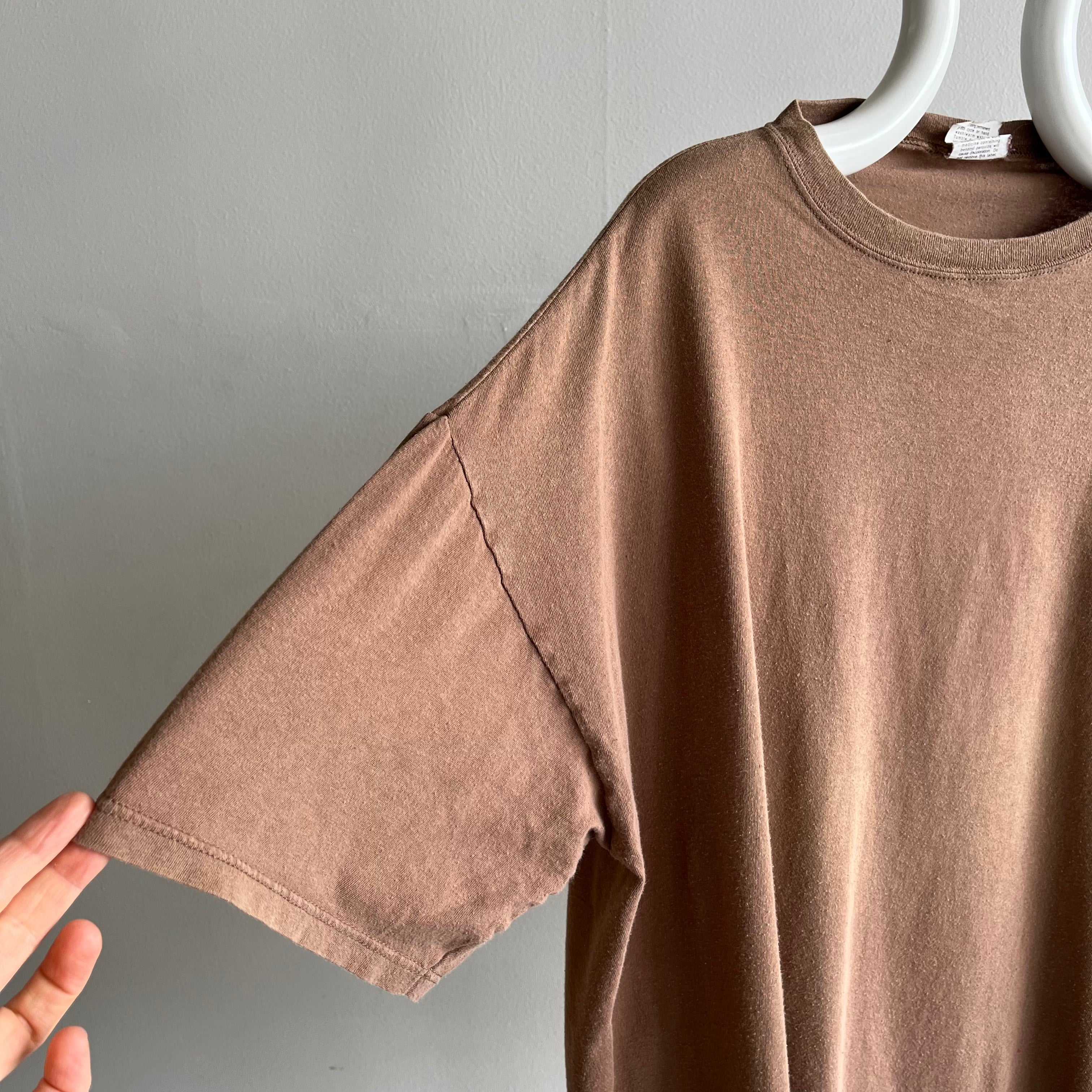 1990s Blank Macadamia Milk Latte Colored Slouchy T-Shirt