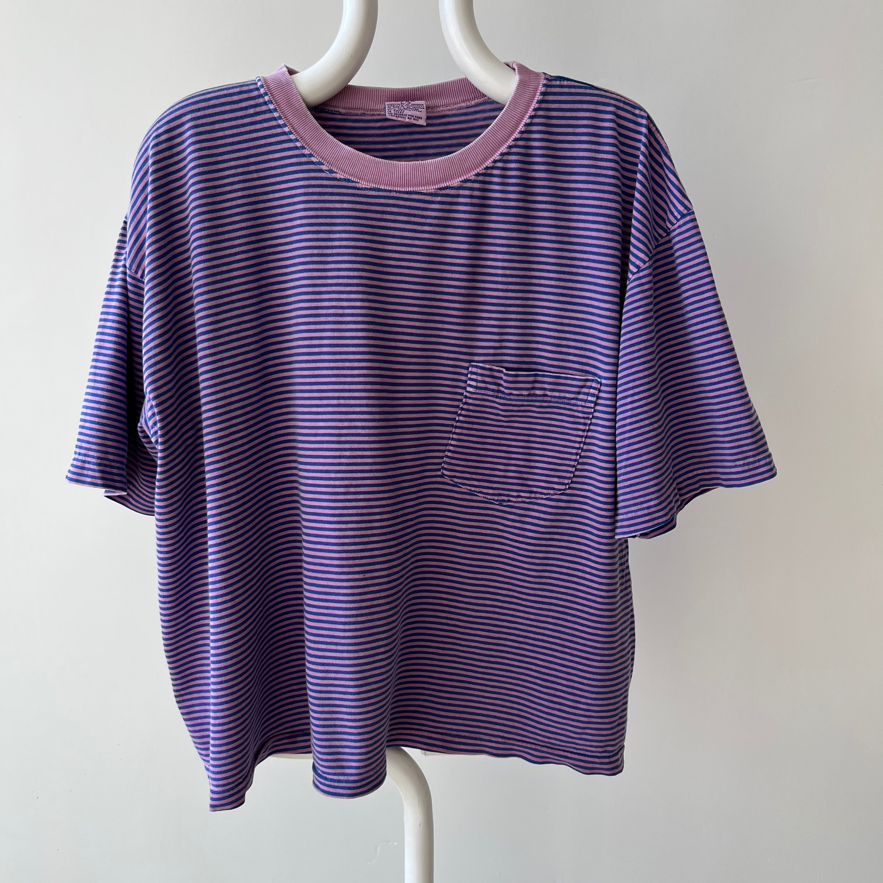 1990s Super Slouchy/Blousy Striped Gap Pocket T-Shirt - !!!