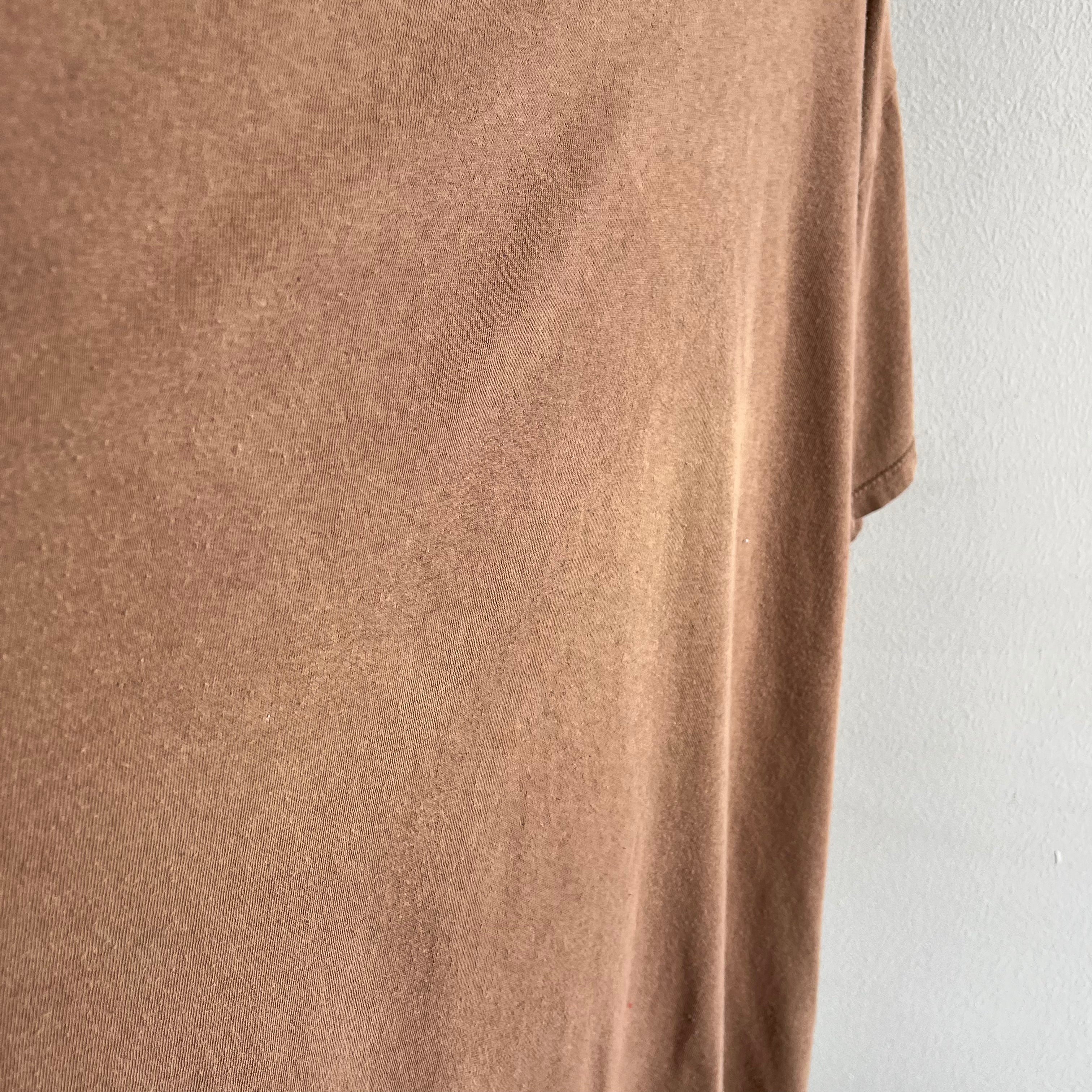 1990s Blank Macadamia Milk Latte Colored Slouchy T-Shirt