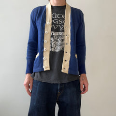 1940s Blue Wool Knit Cardigan - !!!!!!! VERY COOL