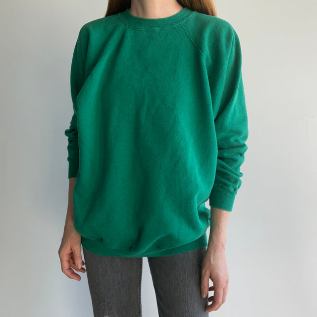 1990s Faded Kelly Green Raglan by Hanes Sport