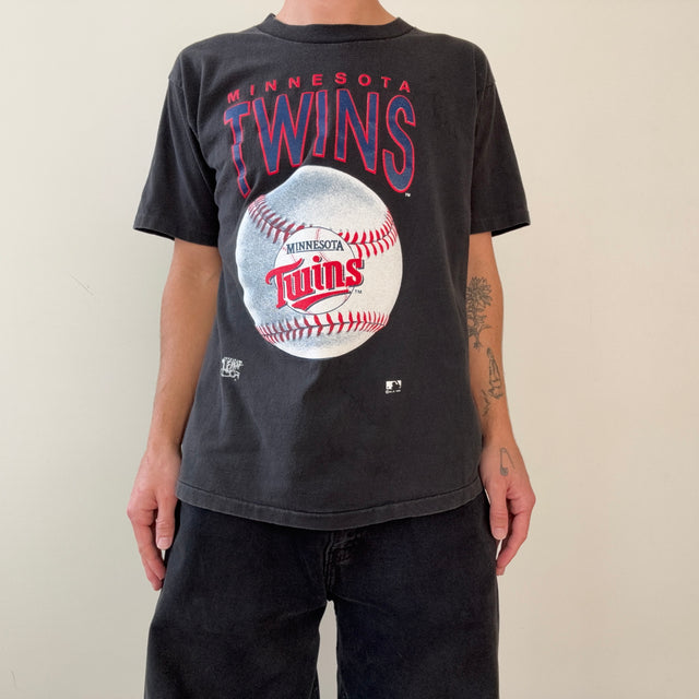1992 Black Minnesota Twins Baseball T Shirt