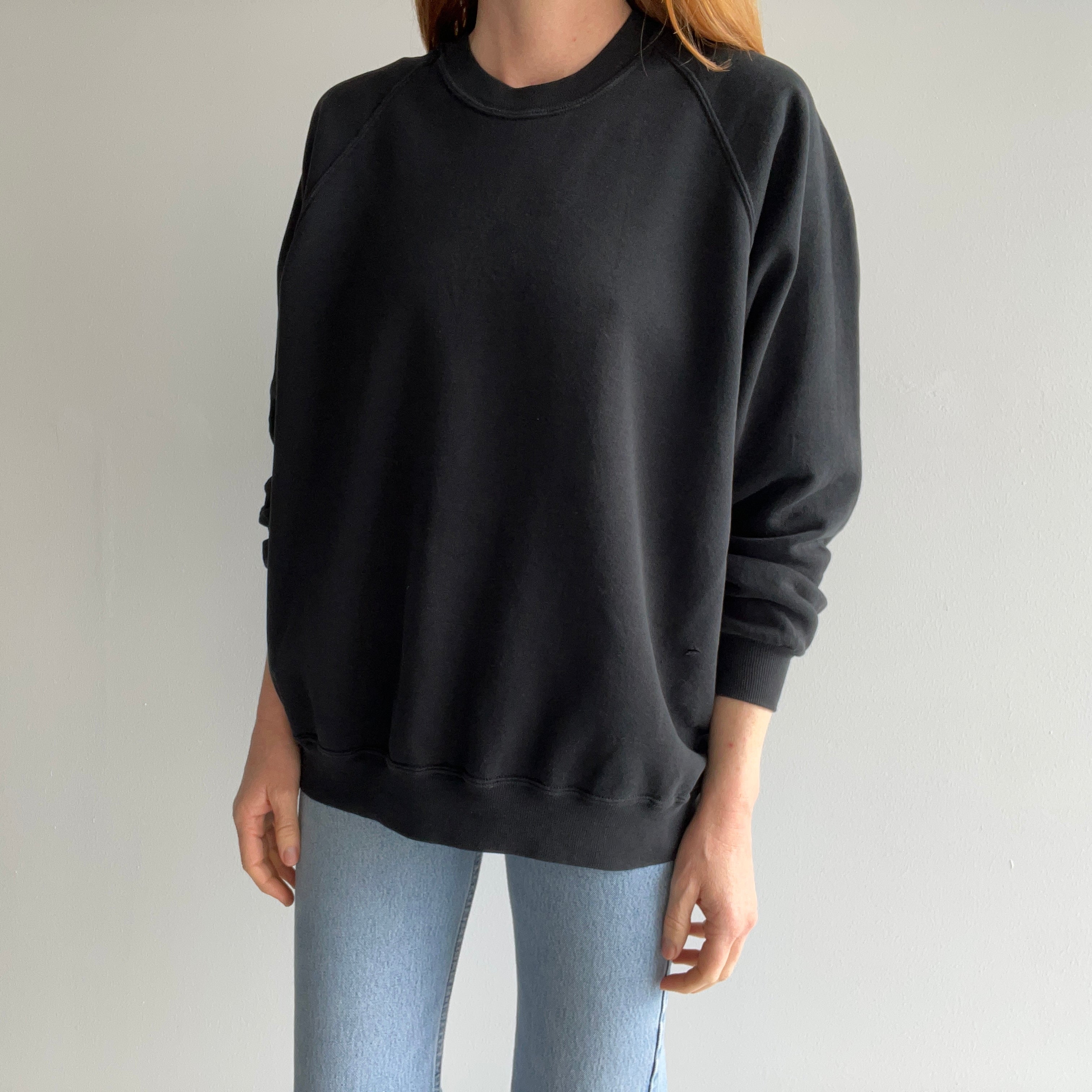 1980s Blank Black Raglan by Jerzees 2X