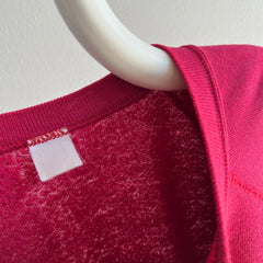 1980s Hot Magenta Pink Raglan Sweatshirt