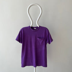 1980s Purple Pocket T-Shirt with the Single Most Wonderful Bleach Mark on the Backside