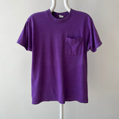 1980s Purple Pocket T-Shirt with the Single Most Wonderful Bleach Mark on the Backside