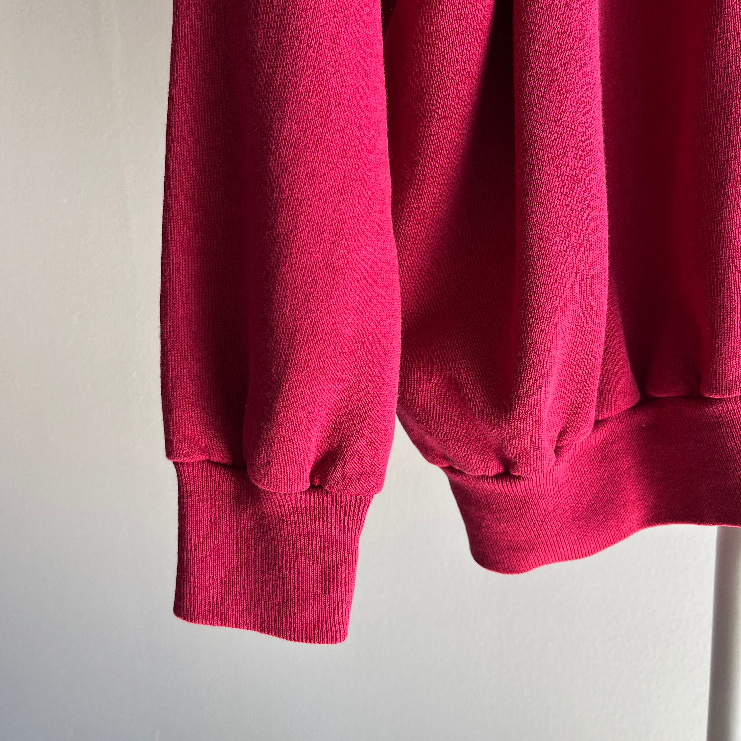 1980s Hot Magenta Pink Raglan Sweatshirt