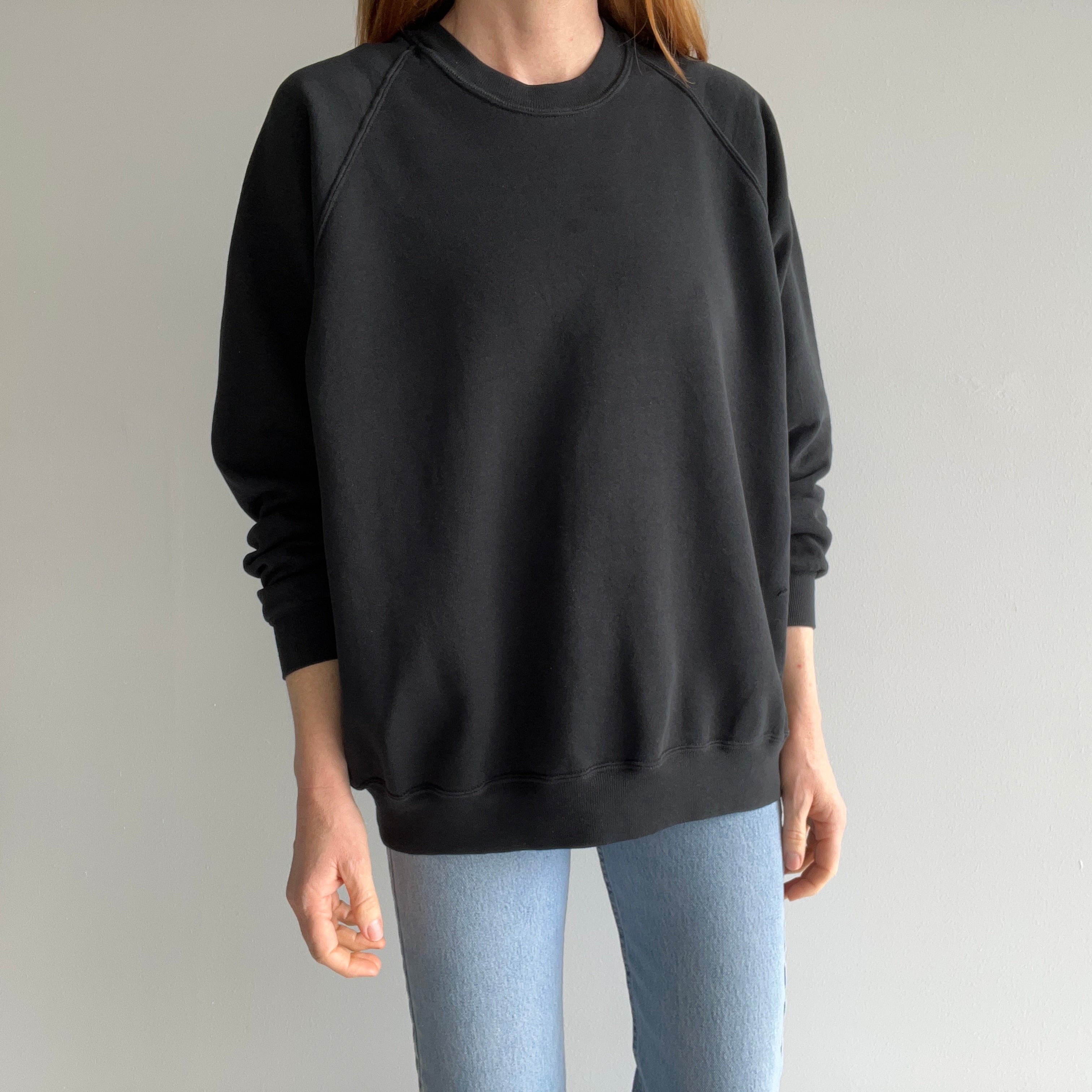 1980s Blank Black Raglan by Jerzees 2X