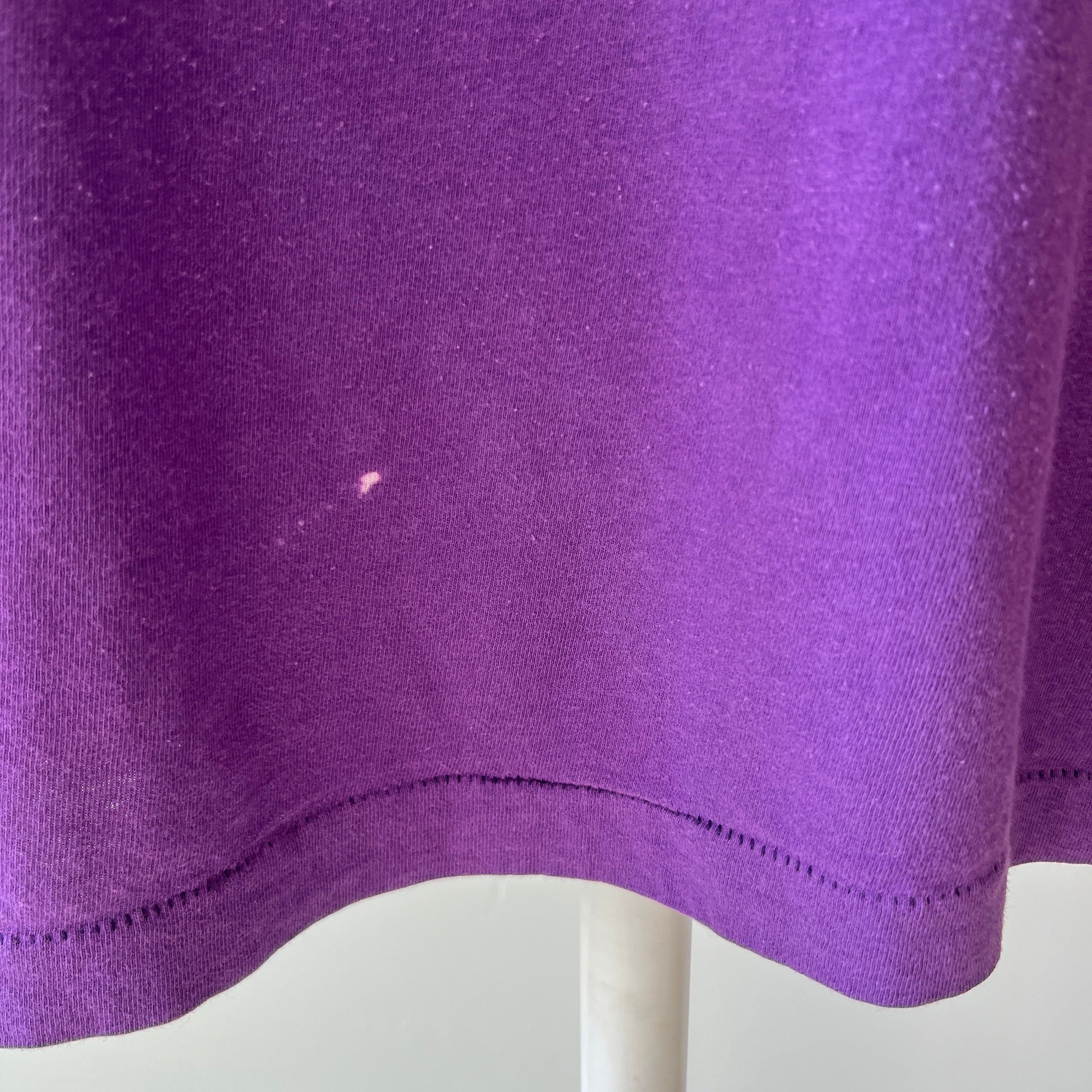 1980s Purple Pocket T-Shirt with the Single Most Wonderful Bleach Mark on the Backside