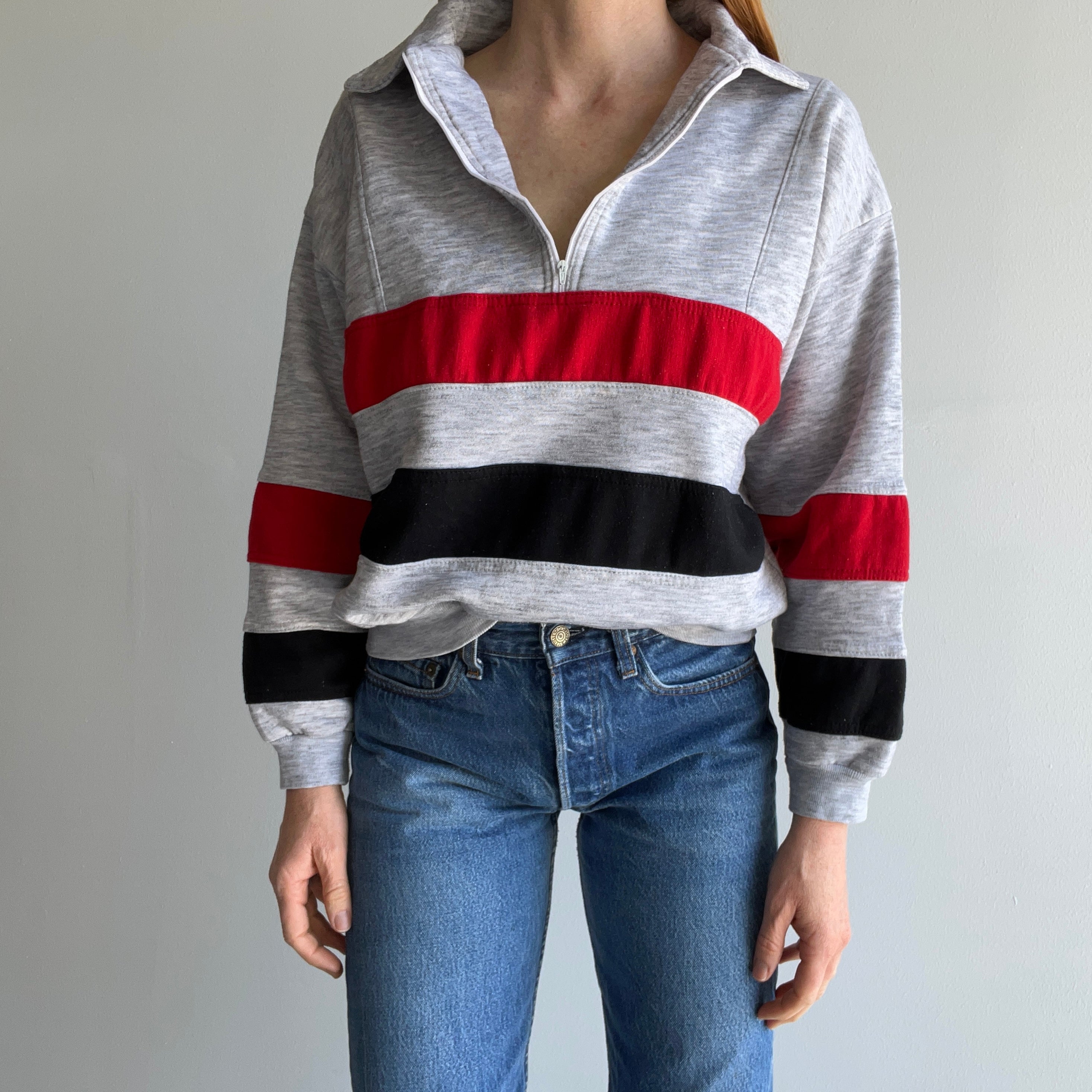 1980s 1/4 Zip Color Block Delight Sweatshirt