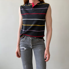 1980s Blank Striped Cut Off T-Shirt