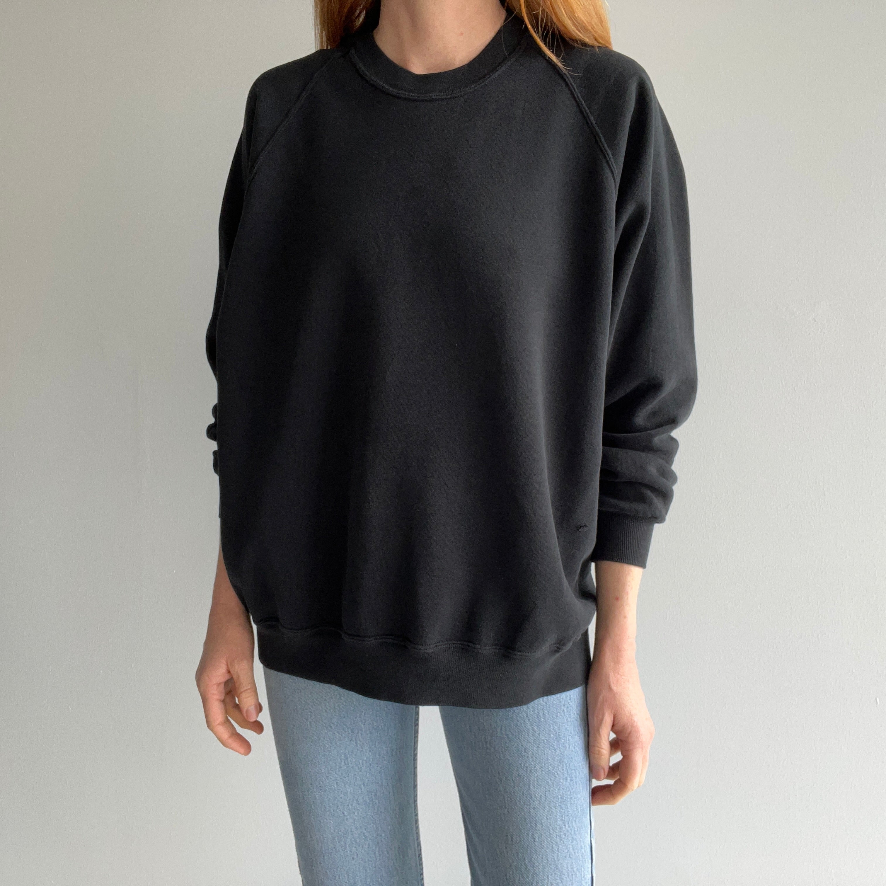 1980s Blank Black Raglan by Jerzees 2X