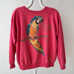 1980s Hand Painted by Tea Tea - Parrot DIY Sweatshirt on a Reeve Brand Raglan - THIS