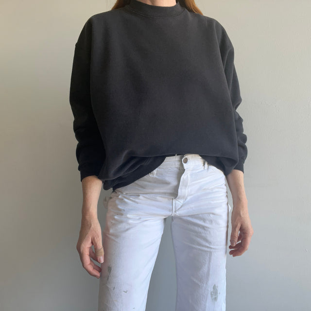 1990s Heavyweight Blank Black Sweatshirt by Hanes Her Way