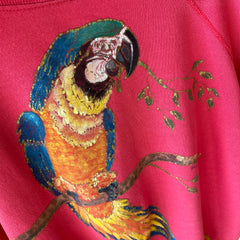 1980s Hand Painted by Tea Tea - Parrot DIY Sweatshirt on a Reeve Brand Raglan - THIS