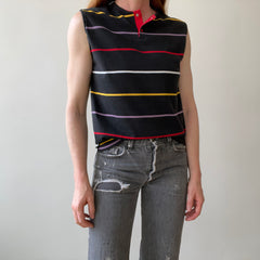 1980s Blank Striped Cut Off T-Shirt