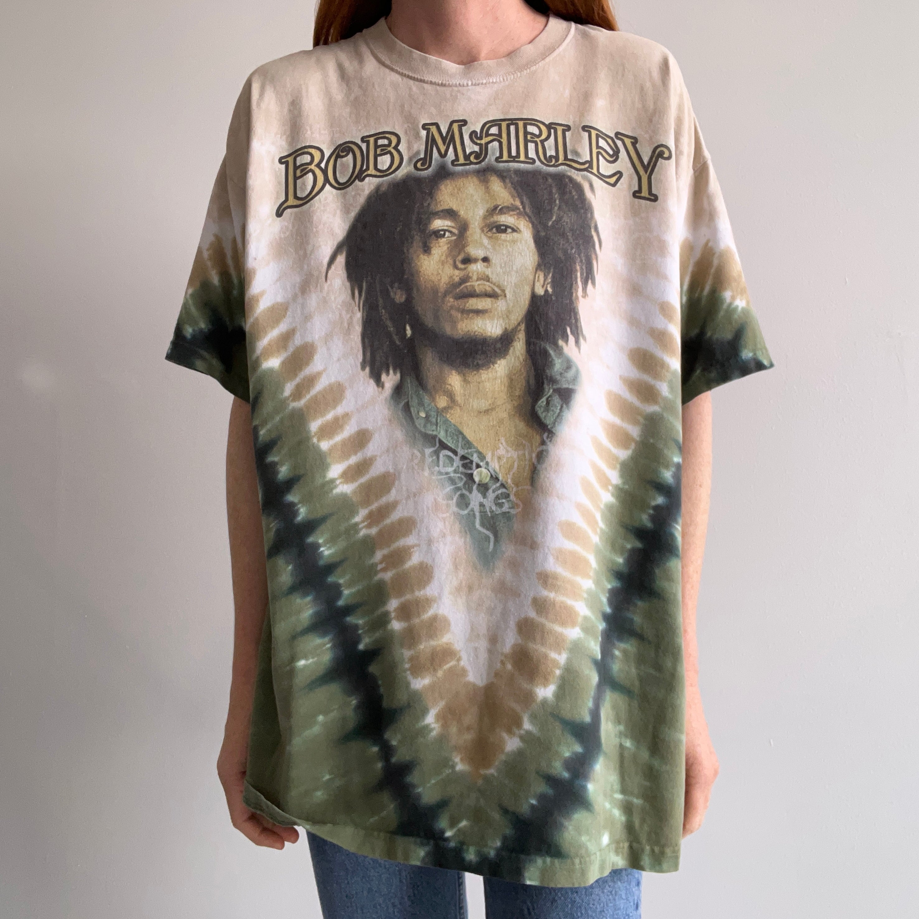 2000s Bob Marley Songs of Redemption Front and Back Tie Dye T-Shirt