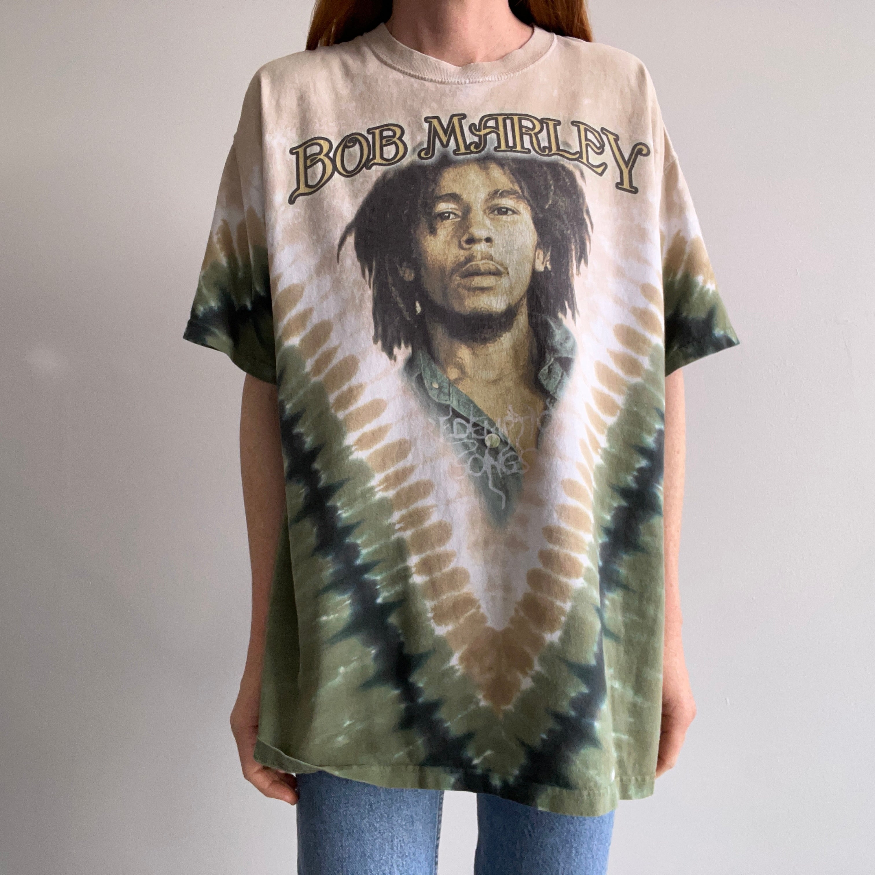 2000s Bob Marley Songs of Redemption Front and Back Tie Dye T-Shirt