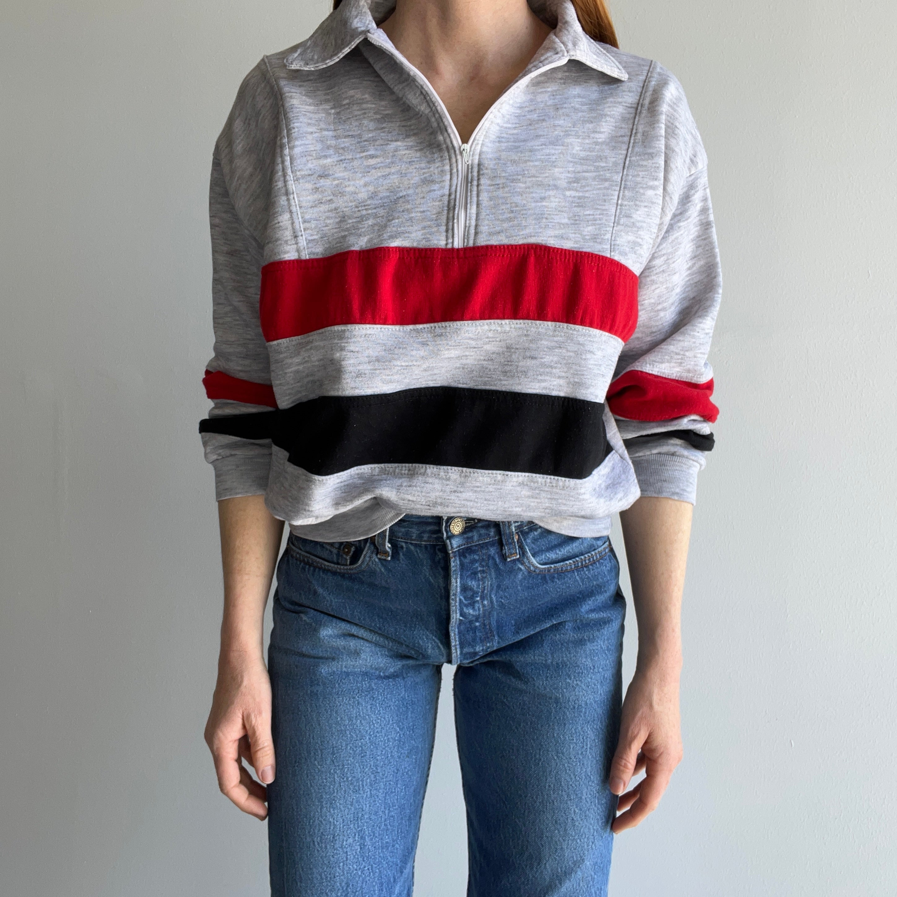 1980s 1/4 Zip Color Block Delight Sweatshirt