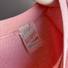 1980s American Fleece Wear Thin Soft Pink Sweatshirt