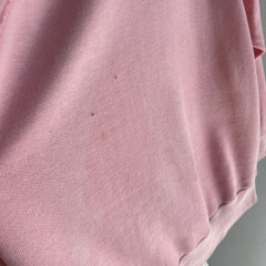 1980s American Fleece Wear Thin Soft Pink Sweatshirt