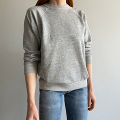 1980s Aged Blank Gray Raglan Sweatshirt by Chalk Line