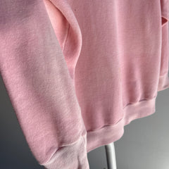 1980s American Fleece Wear Thin Soft Pink Sweatshirt