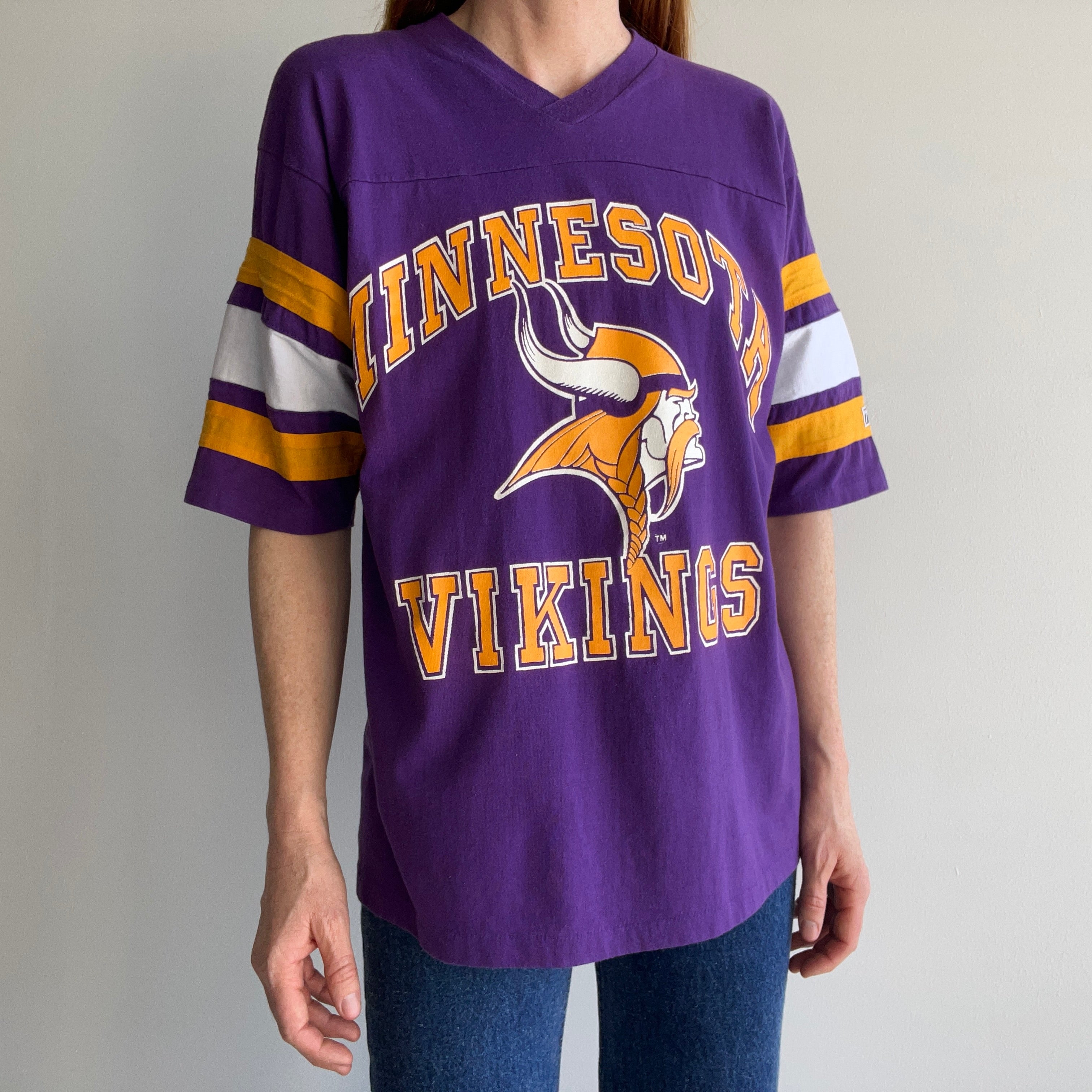 Vintage 80s MINNESOTA VIKINGS NFL Logo 7 T-Shirt XL