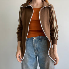 1970s Flat White Colored Double Stripe Zip Up Sweatshirt