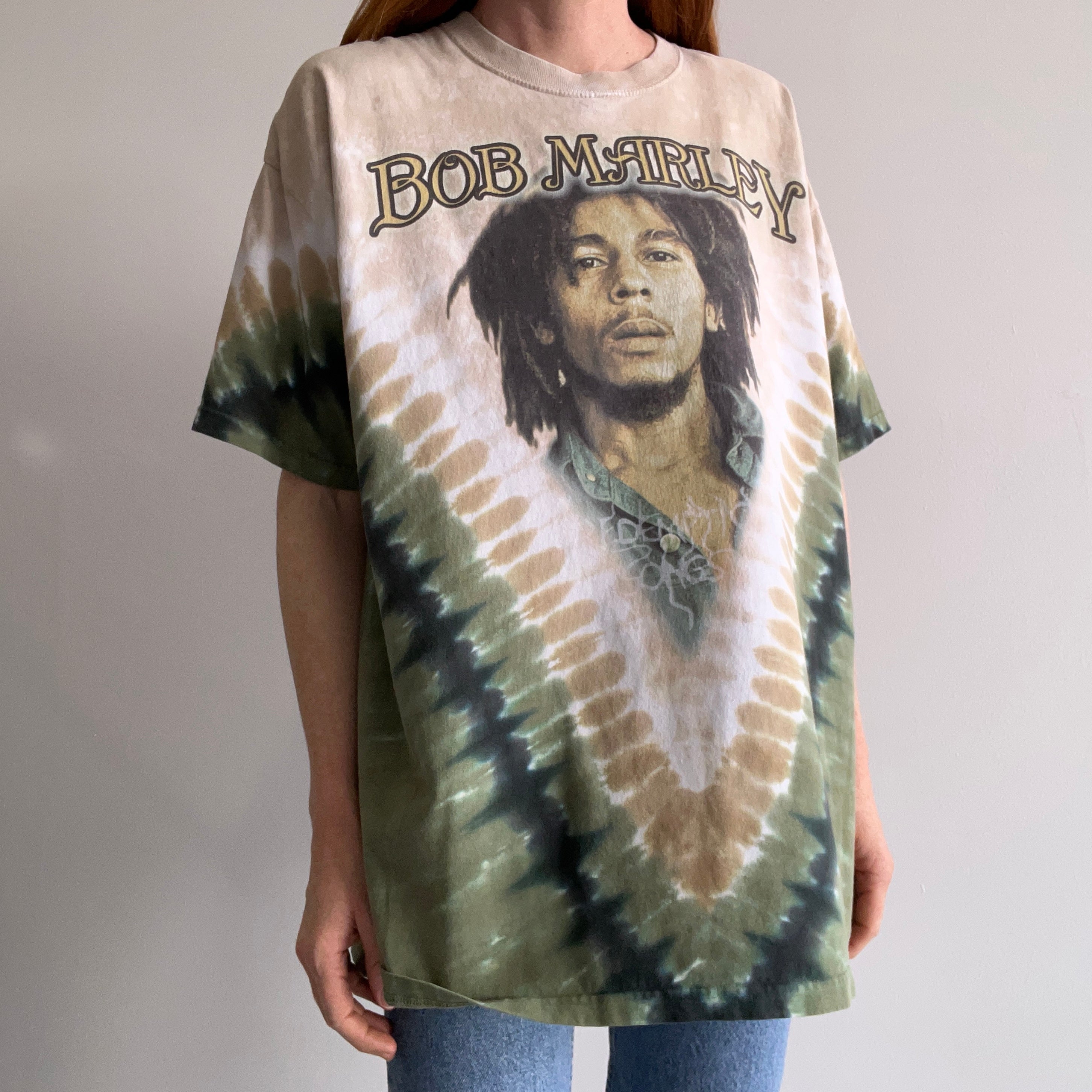 2000s Bob Marley Songs of Redemption Front and Back Tie Dye T-Shirt