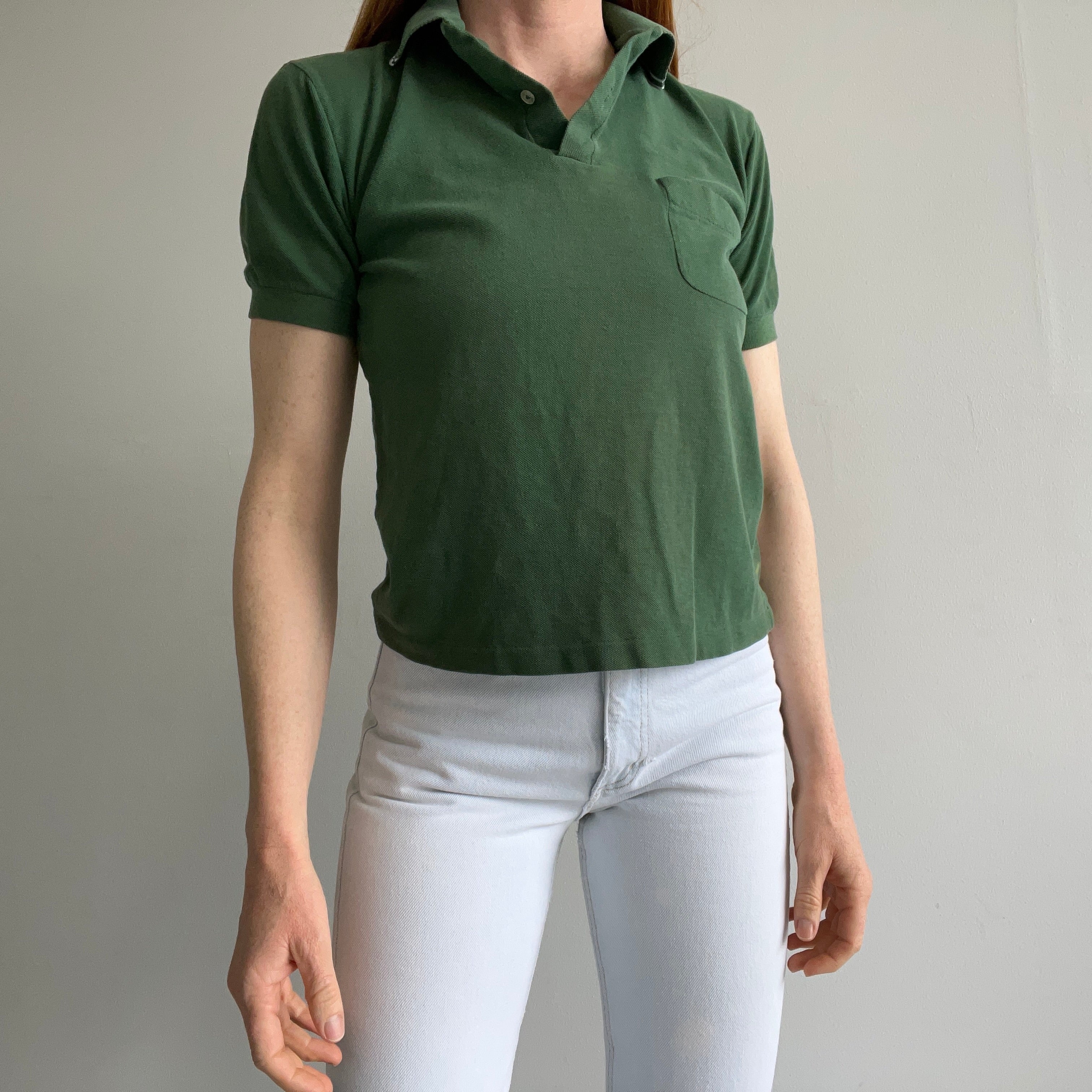 1970/80s Dark Green Smaller Sized Pocket Polo - So Good