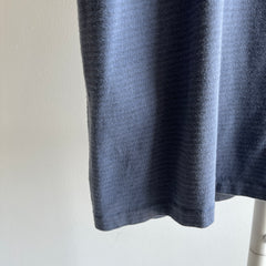 1980/90s Slate Blue Gray Striped Longer Cotton T-Shirt