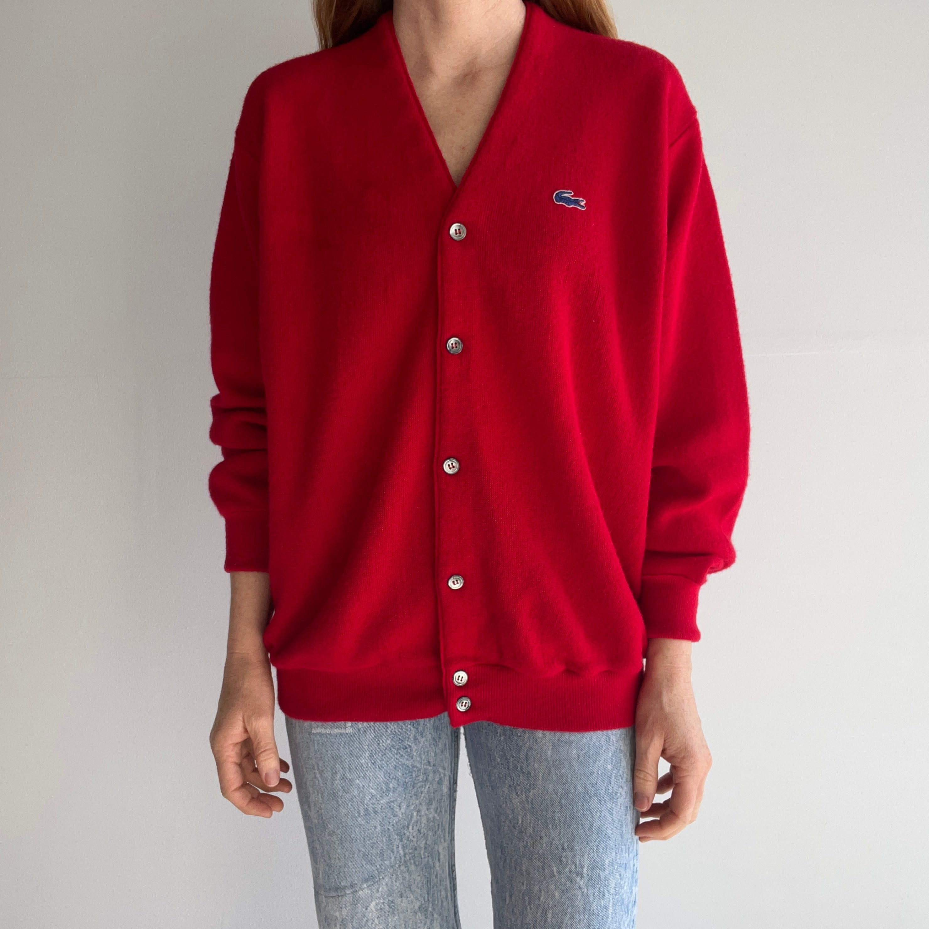 1970/80s Red Izod Lacoste Cardigan - Be Still My Heart