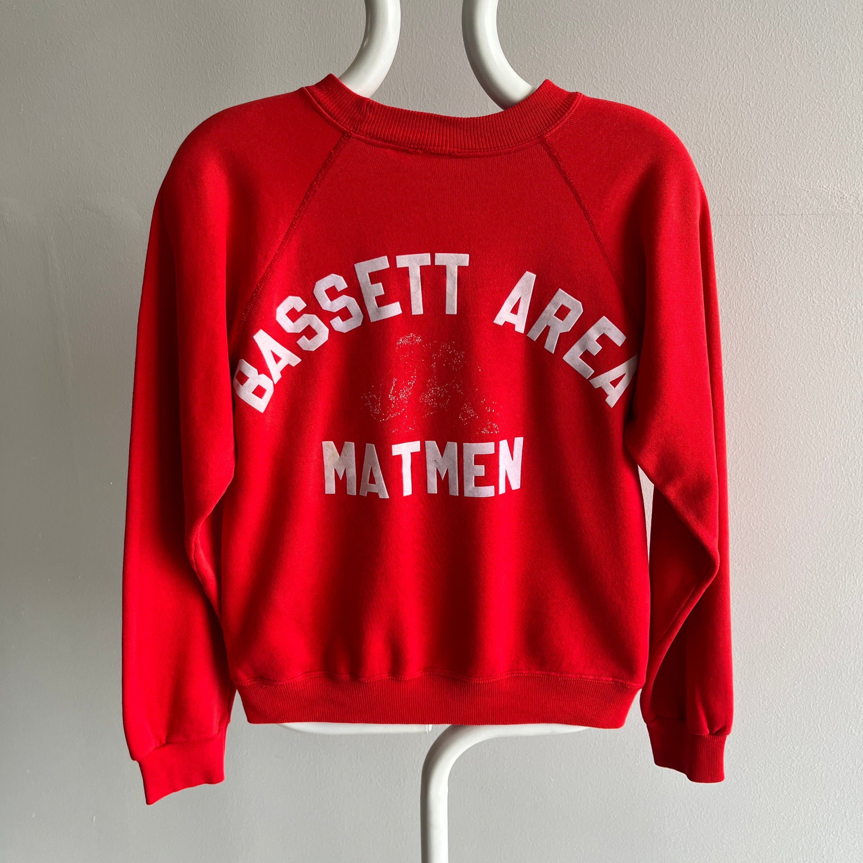 1980s B.A.M Bassett Area Matmen DIY Wrestling Sweatshirt - The Backside