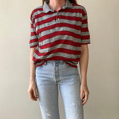 1980s Striped Polo Style T-Shirt