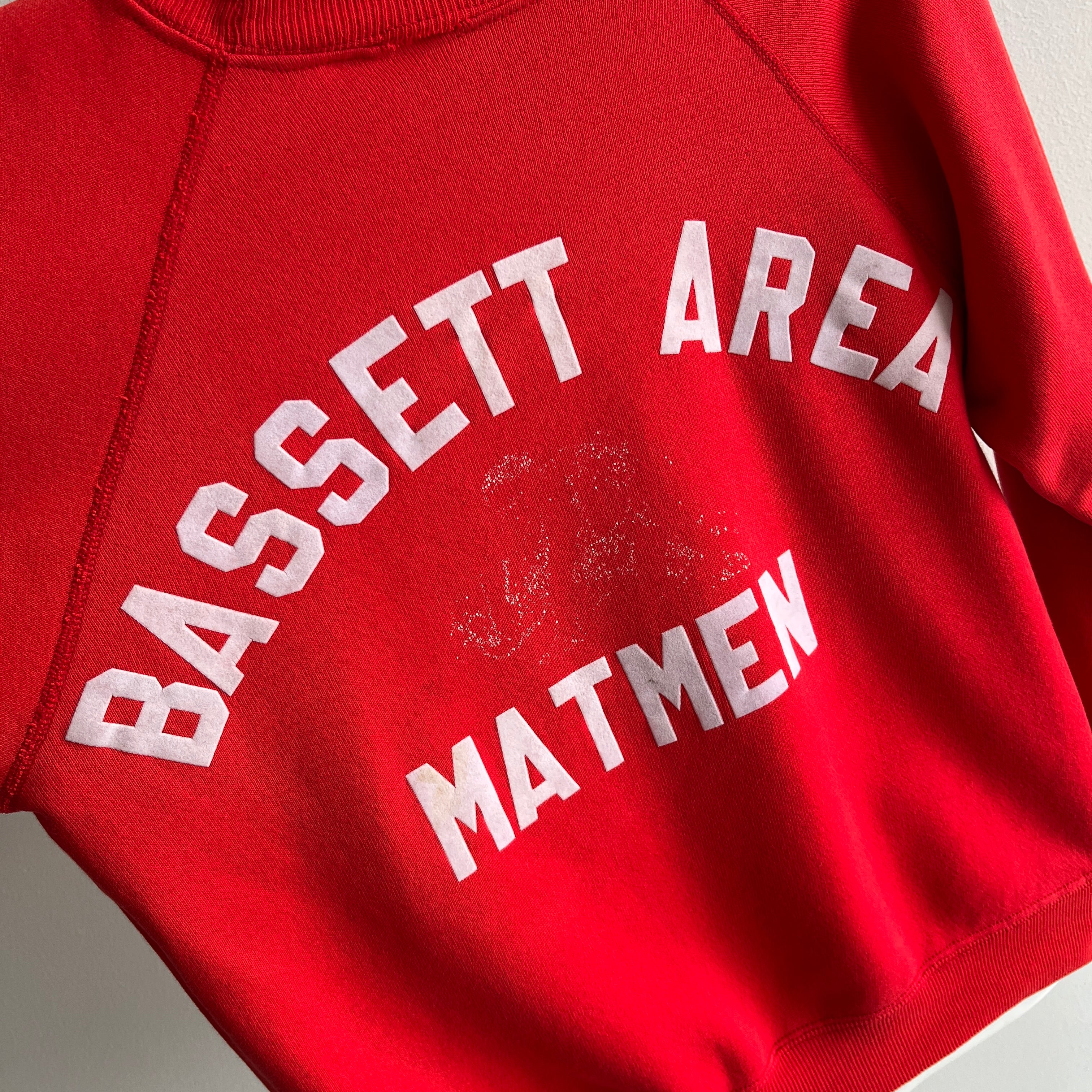 1980s B.A.M Bassett Area Matmen DIY Wrestling Sweatshirt - The Backside