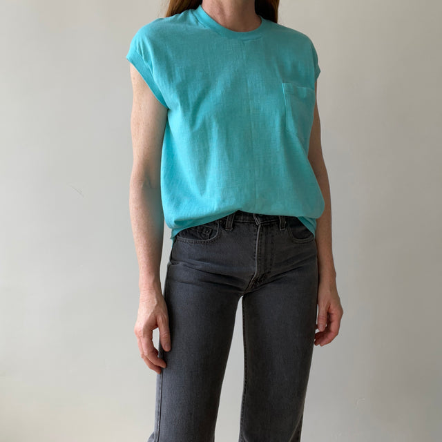 1970s Teal/Sea Foam Blue Muscle T-Shirt