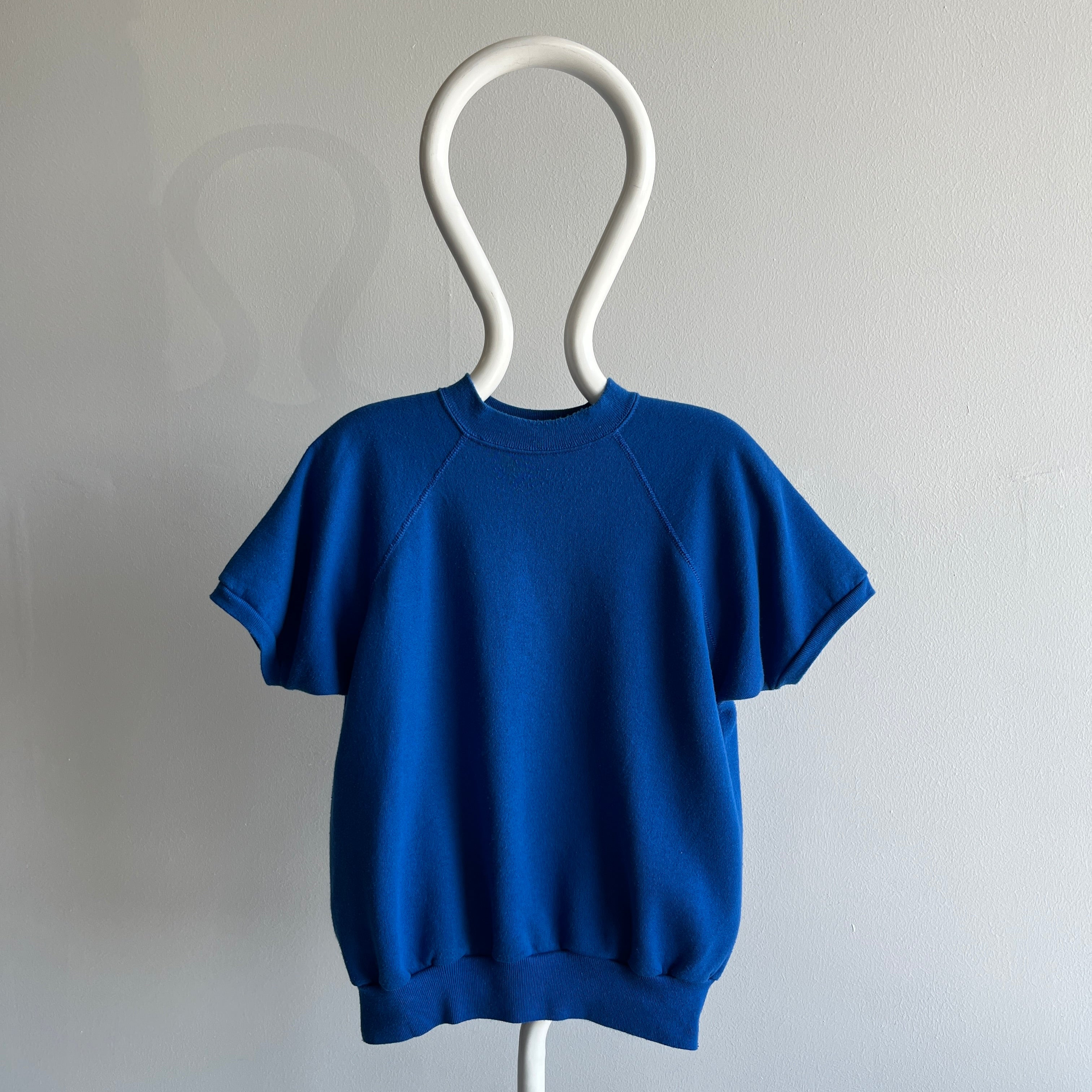 1980s Cerulean Blue Barely Worn Warm Up Sweatshirt