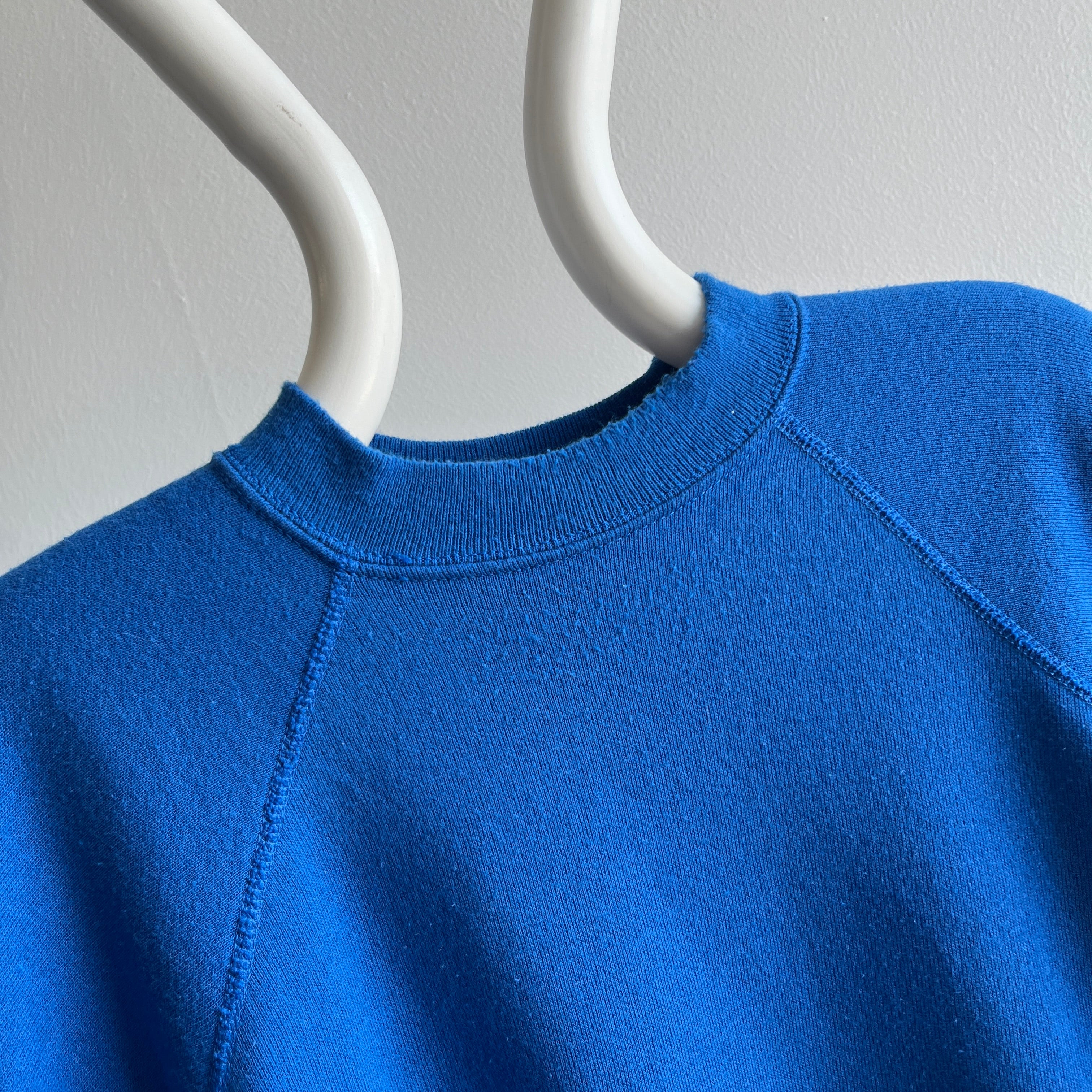 1980s Cerulean Blue Barely Worn Warm Up Sweatshirt