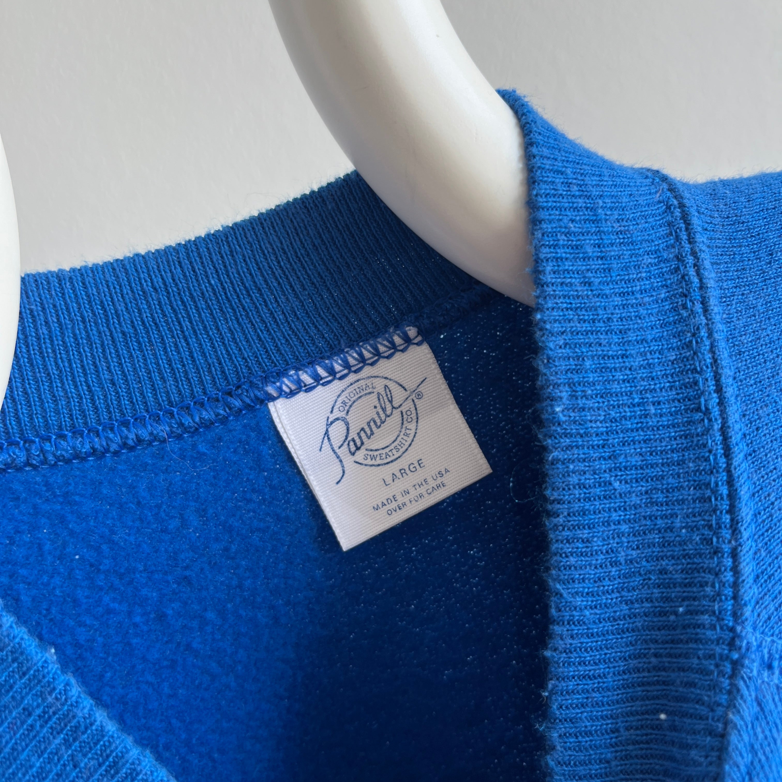 1980s Cerulean Blue Barely Worn Warm Up Sweatshirt