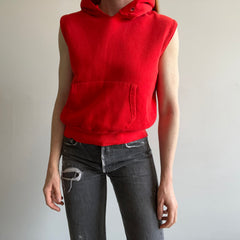 1970s Red Hoodie Warm Up Vest - THIS