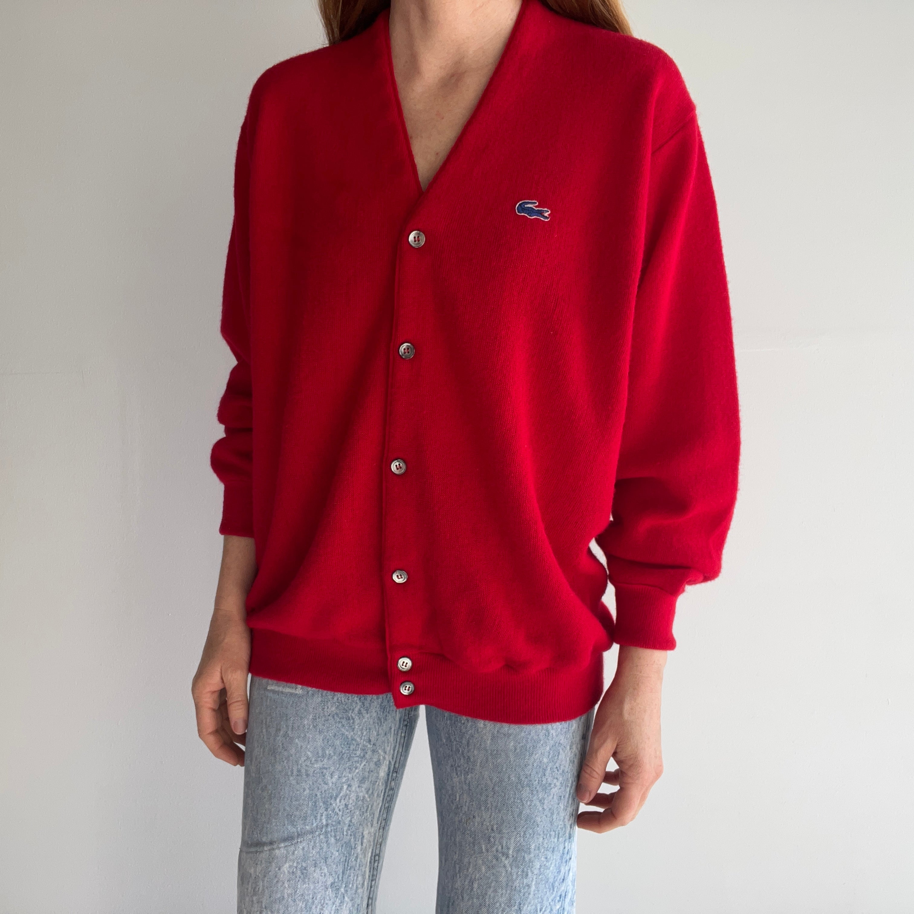 1970/80s Red Izod Lacoste Cardigan - Be Still My Heart