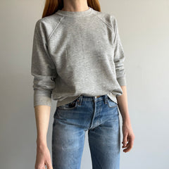 1980s Aged Blank Gray Raglan Sweatshirt by Chalk Line