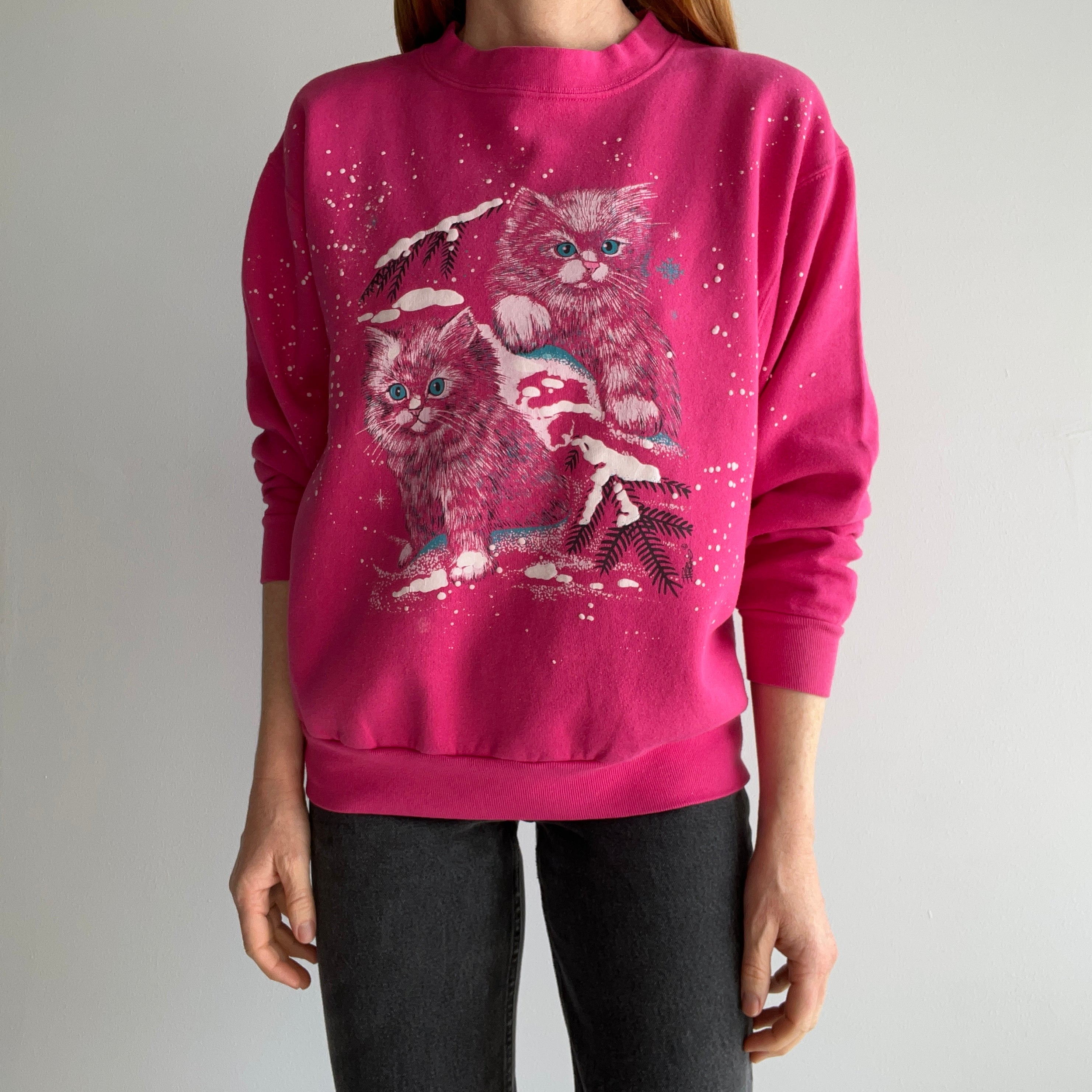 1980/90s Cats in the Snow Masterpiece Sweatshirt