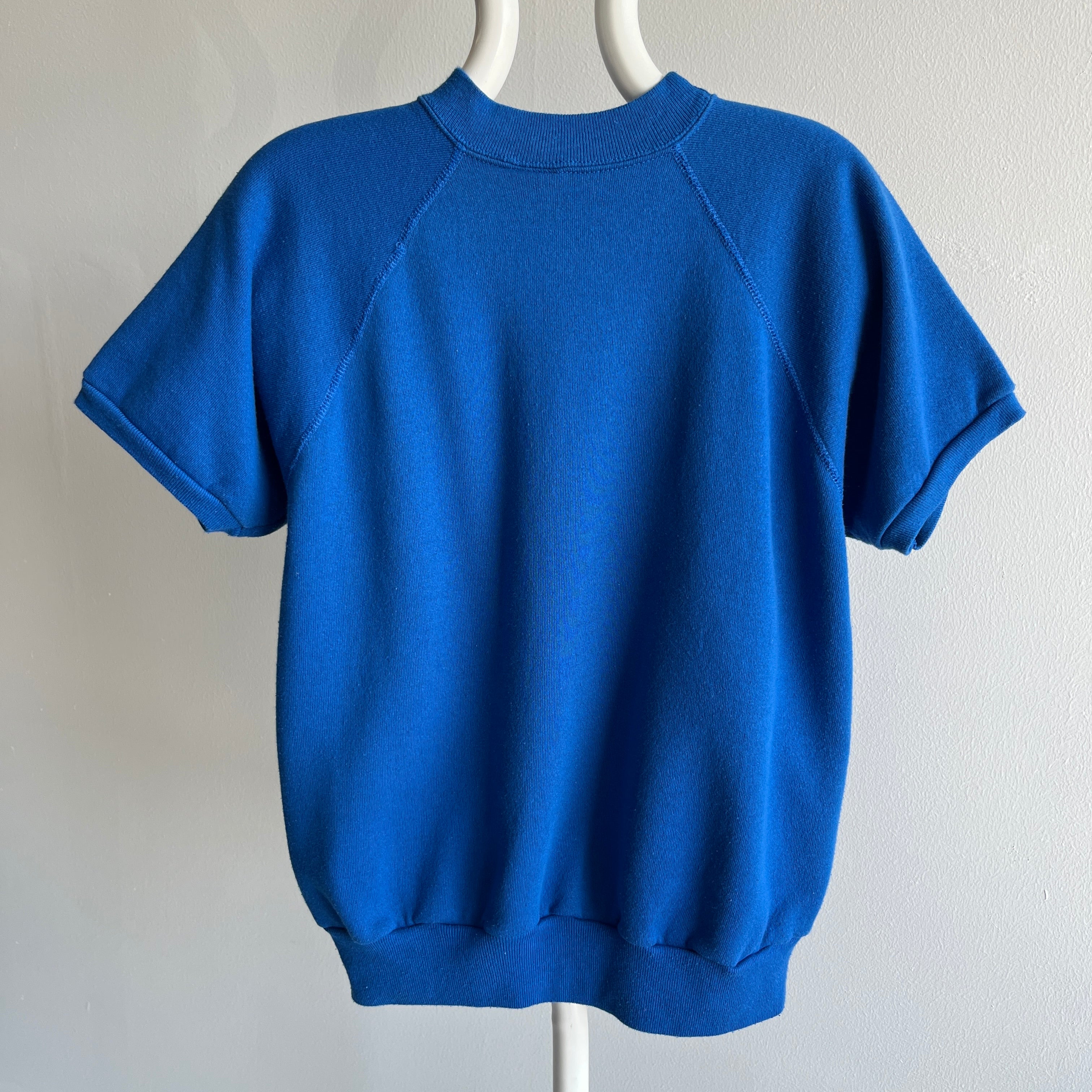 1980s Cerulean Blue Barely Worn Warm Up Sweatshirt