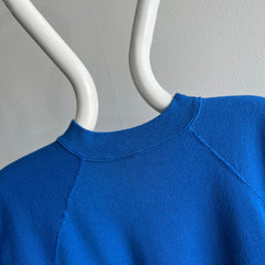 1980s Cerulean Blue Barely Worn Warm Up Sweatshirt